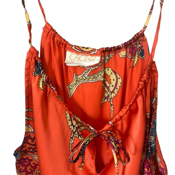 Vintage Cache Paisley Halter Sleeveless Peplum Top Orange - Picture 2 of 8